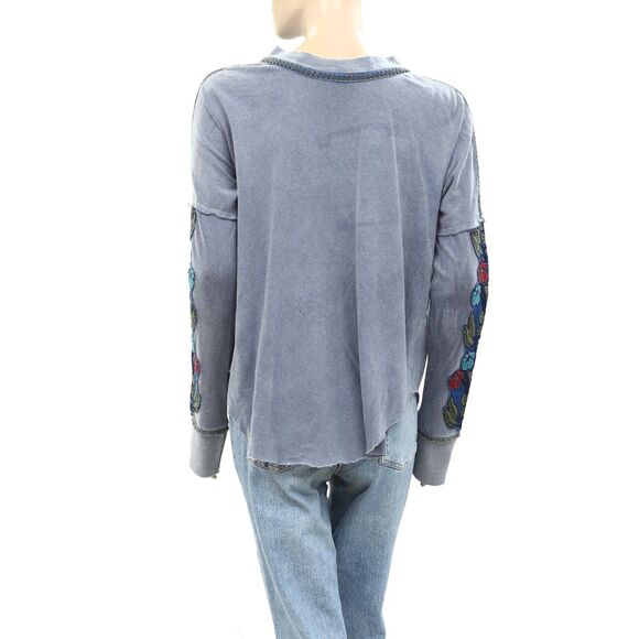 Free People We The Free Floral Embroidered Tunic Top Long Sleeve Cotton S 258476 - Picture 3 of 6